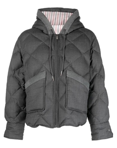 Пуховик Super 120's с капюшоном, серый Thom browne