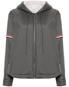 Пуховик с капюшоном и полосками RWB, серый Thom browne