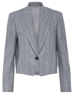 Укороченный блейзер в полоску, серый Brunello cucinelli