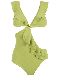 Купальник с оборками и вырезом, зеленый Clube bossa