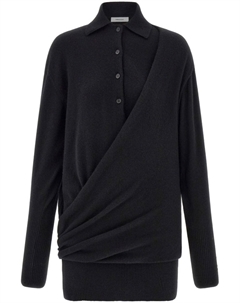 Трикотажное платье с воротником поло, черный Ferragamo