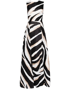 Платье с зебровым принтом, черный Elie saab