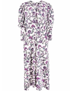 Шелковое платье миди с цветочным принтом, белый Isabel marant