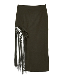 Юбка-карандаш LUNGA SPACCO FRANGE, темно-зеленый Calliope