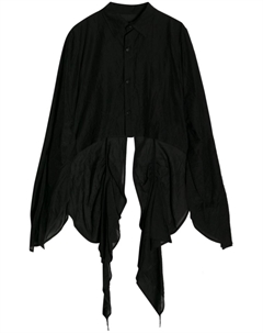 Асимметричная рубашка из хлопка и шёлка, черный Yohji yamamoto