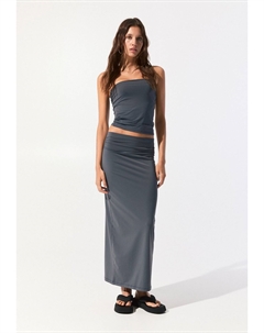 Юбка А-силуэта GATHERED - MIDI, сине-серый Pull & bear