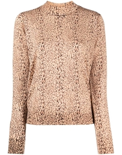 Джемпер тонкой вязки с леопардовым принтом, коричневый Twinset