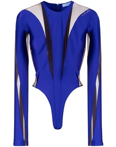 Боди с длинными рукавами и прозрачными вставками, фиолетовый Mugler