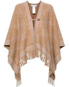 Шерстяное пончо с монограммой, нейтральный цвет Max mara