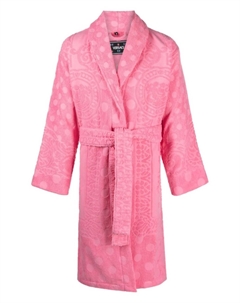 Махровый халат с принтом Barocco, розовый Versace