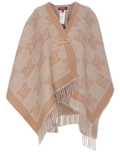 Пончо из жаккардовой шерсти, нейтральный цвет Max mara