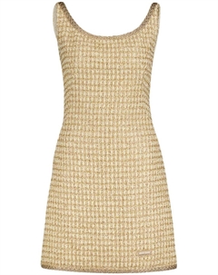 Мини-платье с логотипом, нейтральный цвет Miu miu