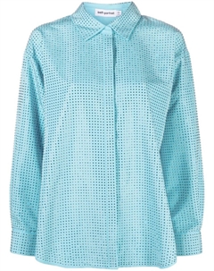 Рубашка с длинными рукавами и стразами, синий Self-portrait