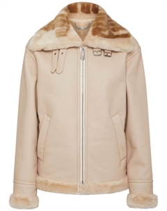 Дубленка с искусственным мехом, нейтральный цвет Philipp plein