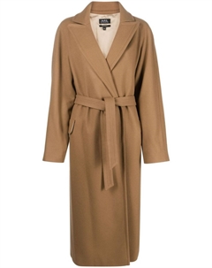 Пальто из смесовой шерсти с поясом, коричневый A.p.c.