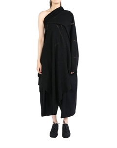 Асимметричный пуловер с открытыми плечами, черный Yohji yamamoto