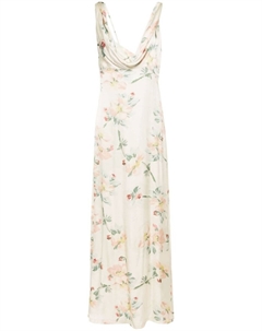 TOTEME атласное платье макси с цветочным принтом, нейтральный цвет Toteme