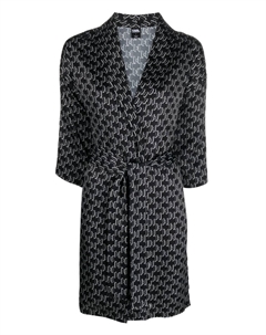 Халат с поясом и монограммой, черный Karl lagerfeld