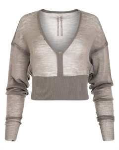 Укороченный джемпер из натуральной шерсти, серый Rick owens