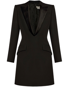 Шерстяное платье с заостренными лацканами, черный Alexander mcqueen