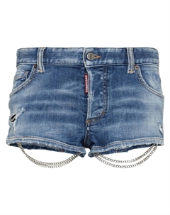 Джинсовые мини-шорты с цепочками, синий Dsquared2