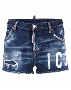 Джинсовые шорты с эффектом потертости, синий Dsquared2
