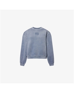 Свитшот с вышитым логотипом и круглым вырезом из хлопковой смеси, синий Alexander wang