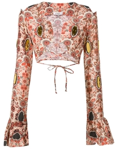 Блузка с расклешенными манжетами и цветочным принтом, разноцветный Amir slama