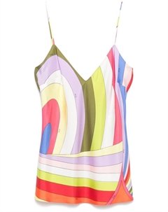 Шелковый топ с принтом Iride, белый Pucci