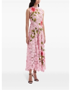 Гипюровое платье Hibiscus, розовый Oscar de la renta