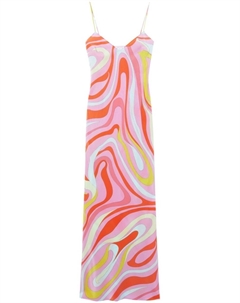 Шелковое платье с принтом Marmo, розовый Pucci