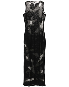 Платье-карандаш с перьями и интарсией, черный Alexander mcqueen