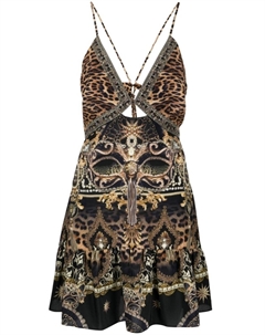 Шелковое платье мини с леопардовым принтом, разноцветный Camilla