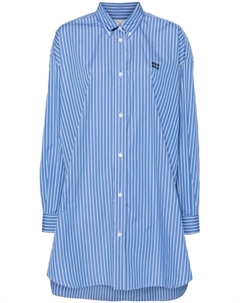 Расклешенное платье-рубашка с логотипом, синий Miu miu