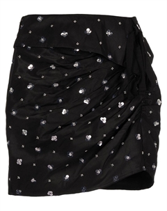Юбка мини со сборками и пайетками, черный Self-portrait