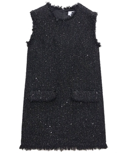 Твидовое платье мини с бахромой, черный Msgm