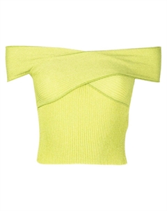 Драпированный топ с открытыми плечами, зеленый Self-portrait