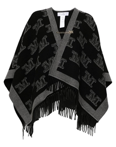 Шерстяное пончо с монограммой, черный Max mara