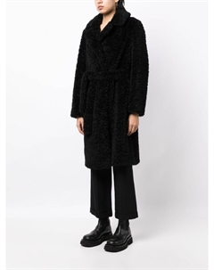 Шуба из искусственного меха с поясом, черный Parosh