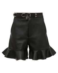 Кожаные шорты с оборками и декоративным замком, черный Jw anderson