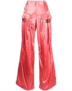 Атласные брюки карго широкого кроя, розовый Fendi