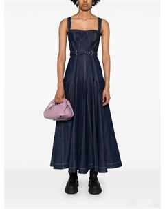 Джинсовое платье миди с поясом, синий Huishan zhang