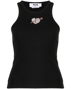 Декорированный топ в рубчик, черный Msgm