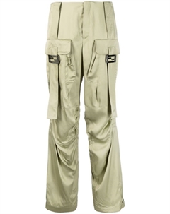 Атласные брюки карго, зеленый Fendi