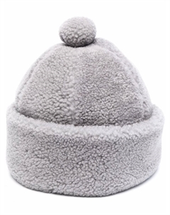 Шапка бини из овчины с помпоном, серый Thom browne