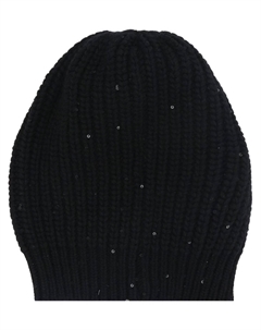 Шапка-бини с блестками и рубчиком, черный Brunello cucinelli
