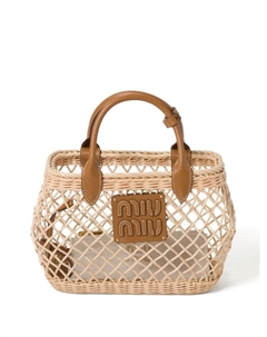 Сумка-тоут с логотипом, нейтральный цвет Miu miu