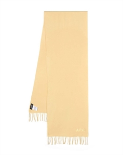 Шарф с вышитым логотипом и бахромой, желтый A.p.c.