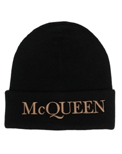 Шапка бини в рубчик с вышитым логотипом, черный Alexander mcqueen