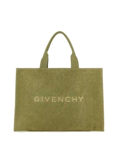 Хлопковая сумка-тоут с вышитым логотипом, зеленый Givenchy